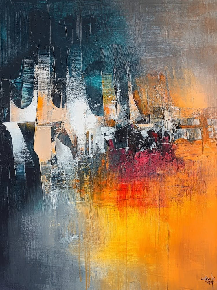 Abstract Painting, Impressionism, Acrylic, Orange Color