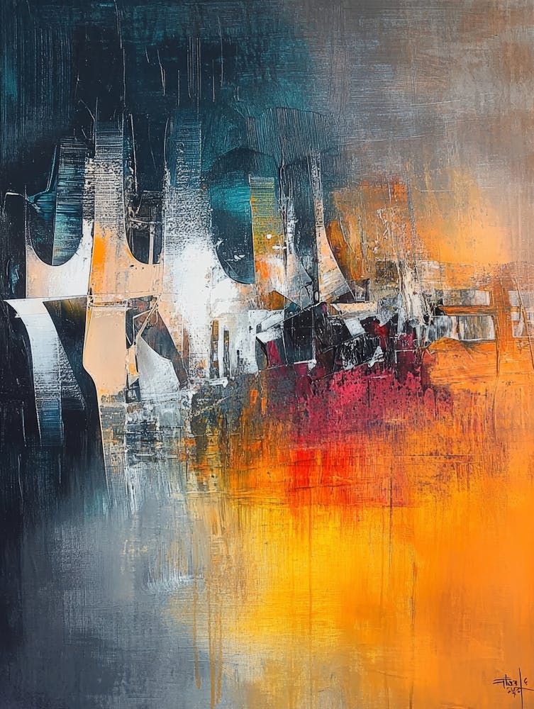 Abstract Painting, Impressionism, Acrylic, Orange Color