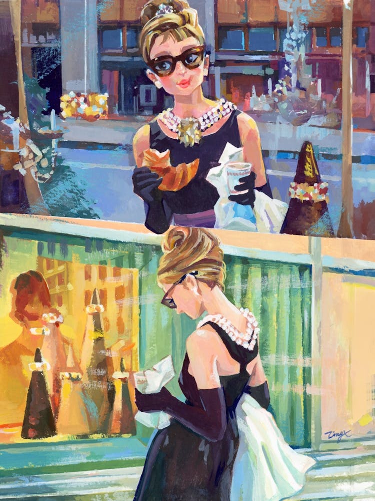 Gouache Illustration Audrey Hepburn