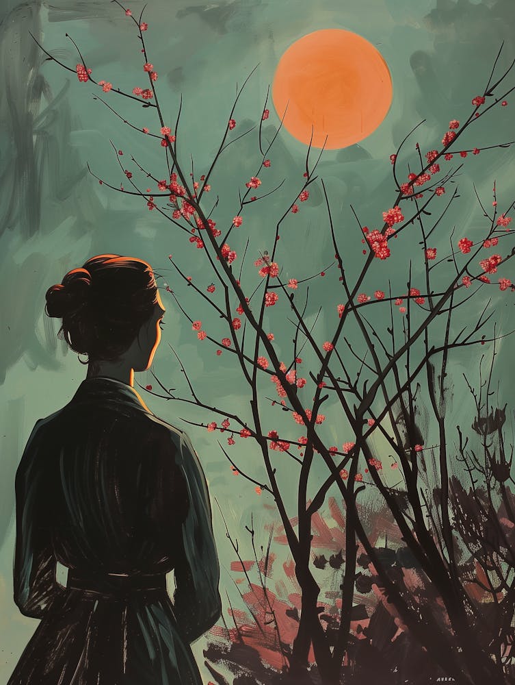 Frau, die den Mond ansieht