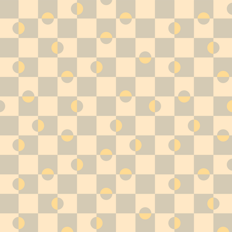 DAPPLED Retro Minimalist Mid-Century Modern Geometric Checkerboard with Polka Dots in Yellow Gray Cream