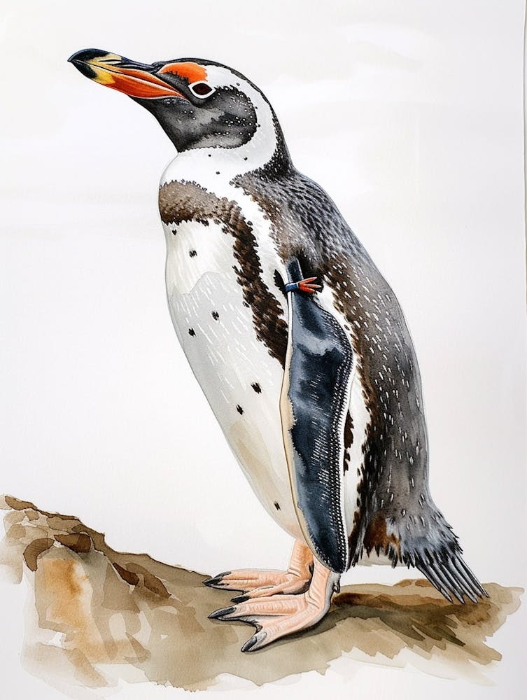 Humboldt Penguin Kangaroo Island Penneshaw Watercolour Painting 3