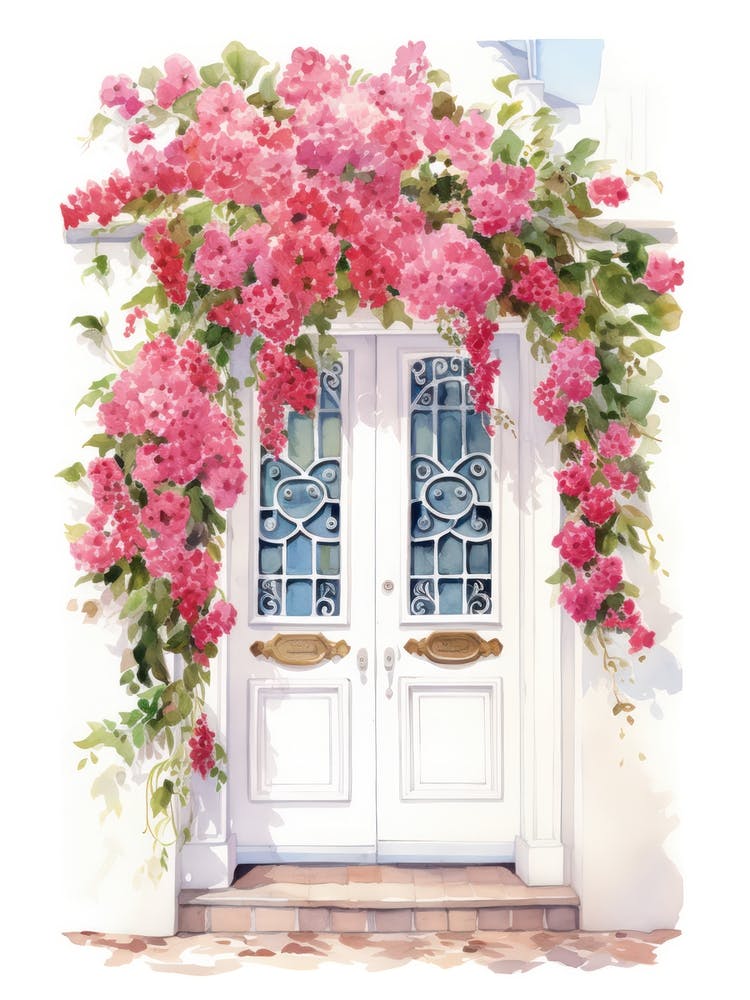 Cannes, France   Mediterranean Doors Watercolour Painting 2