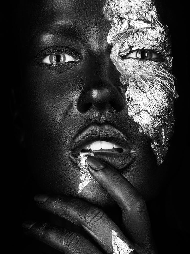 Black Woman With Silver Makeup