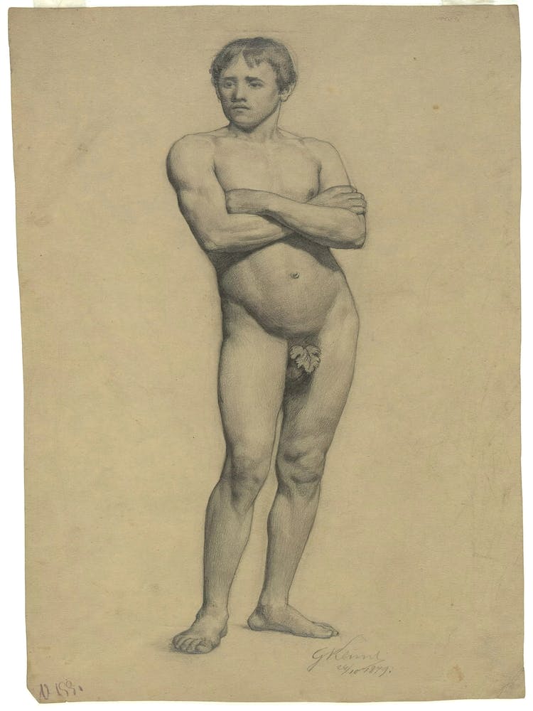 Male Academy Nude With Folded Arms, Gustav Klimt