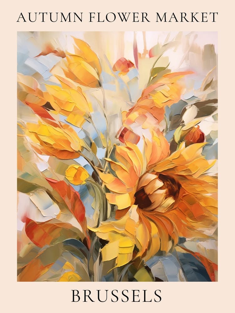 Autumn Flower Market Poster Brussels 2