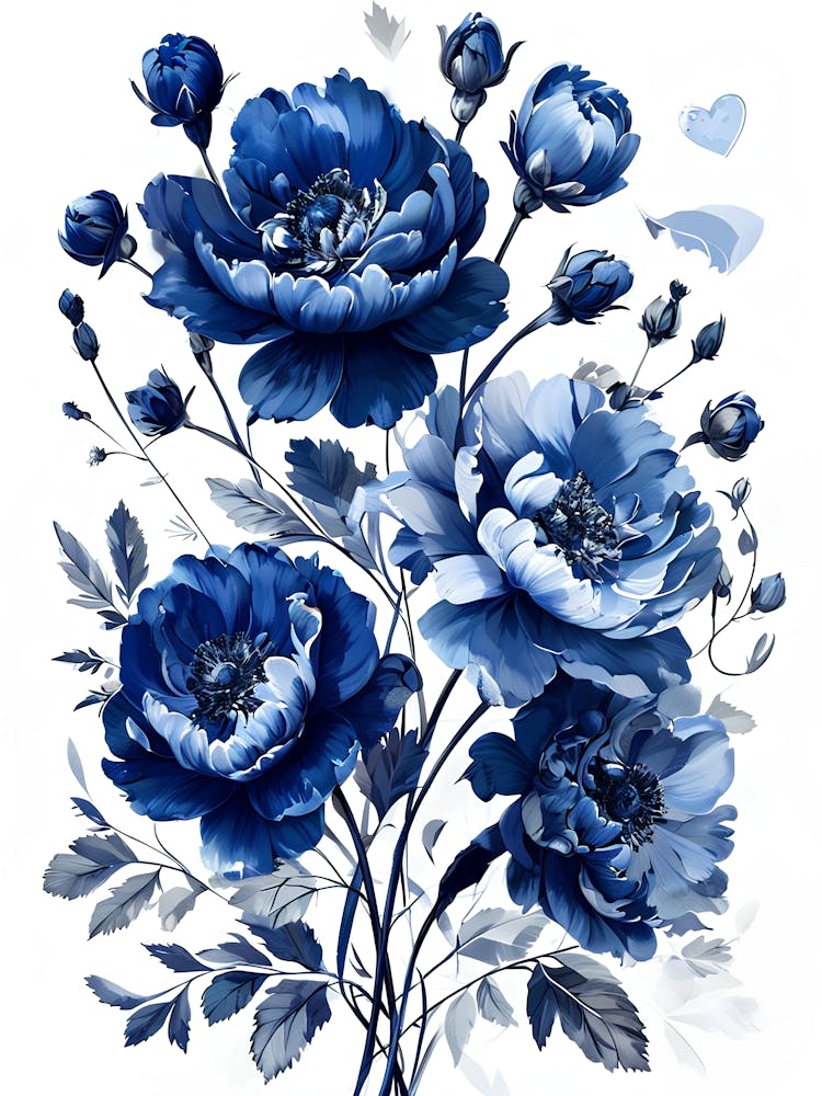 Blue Peony Botanical
