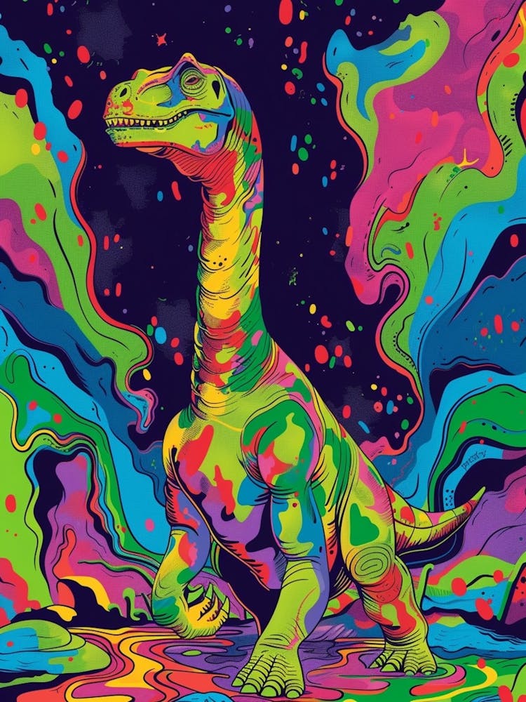 Swirl Green Dinosaur Illustration