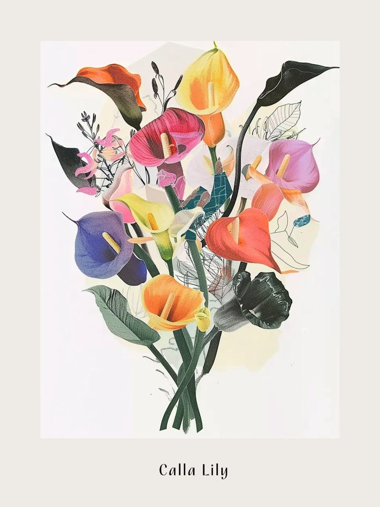 Calla Lily Collage Flower Bouquet Poster
