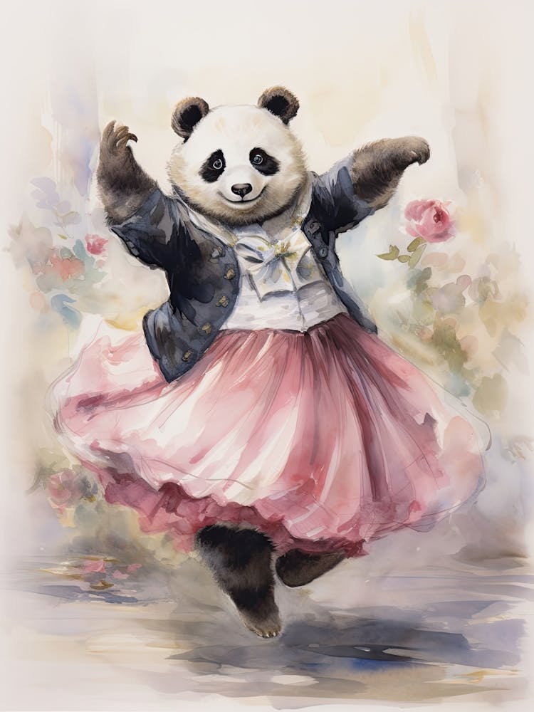 Panda Art Dancing Watercolour 2