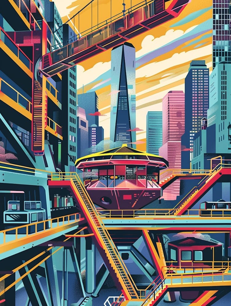 The Vessel New York Colourful Silkscreen Illustration 4