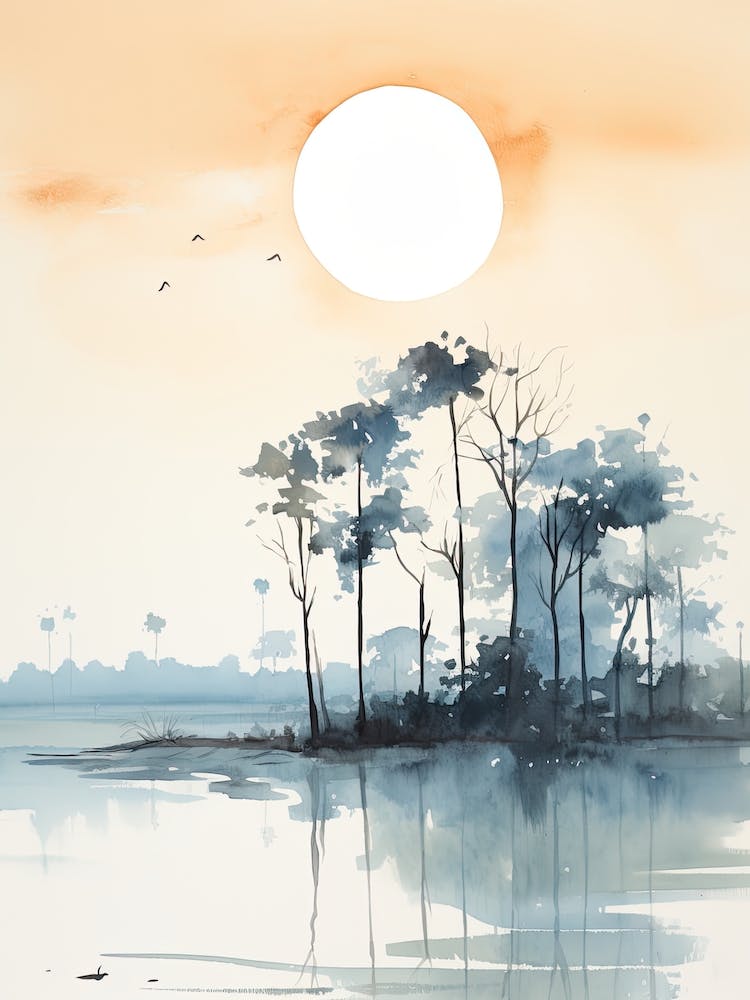 Watercolour Of Sundarbans National Park   Bangladesh And India 0