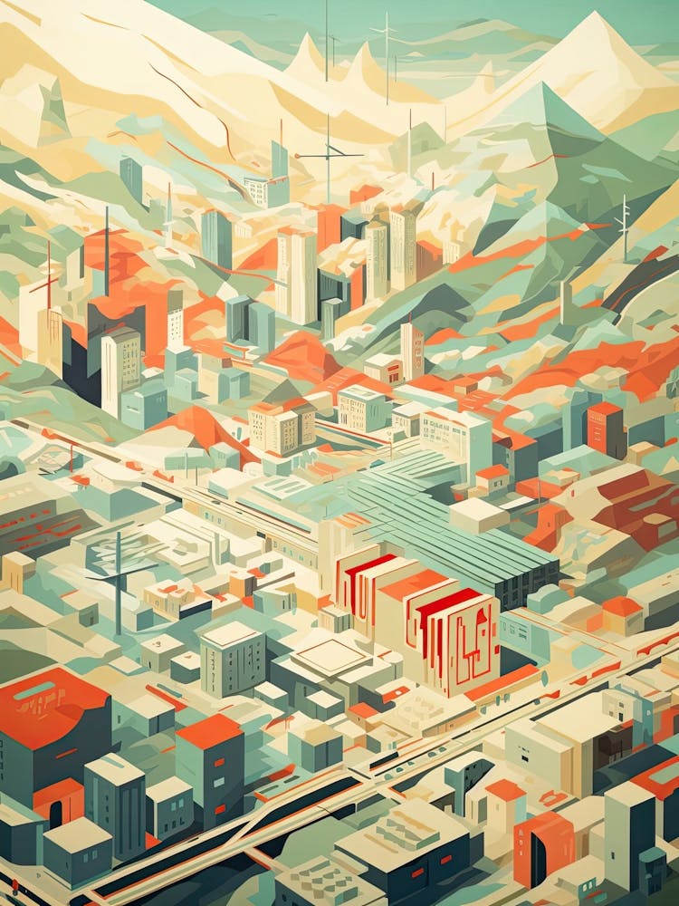 Beijing, China, Geometric Illustration 4