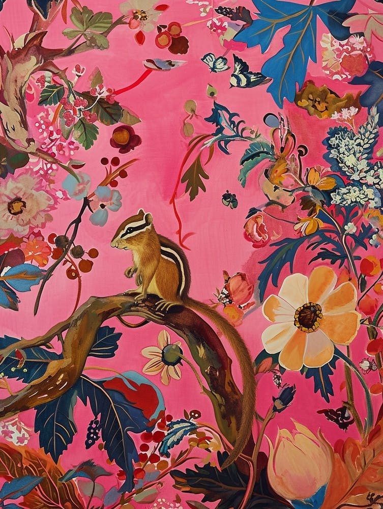 Floral Animal Painting Chipmunk 4