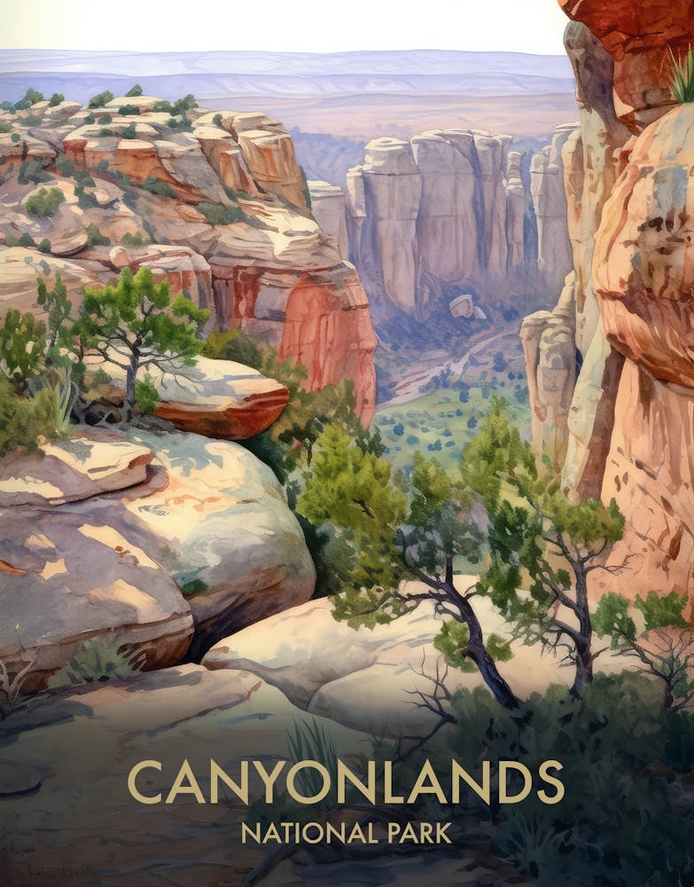 Canyonlands National Park Watercolour Vintage Travel Poster 1