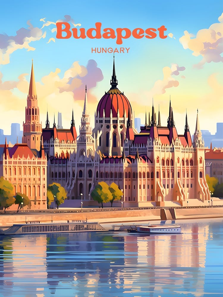 Budapest Hungary Cityscape Travel Art