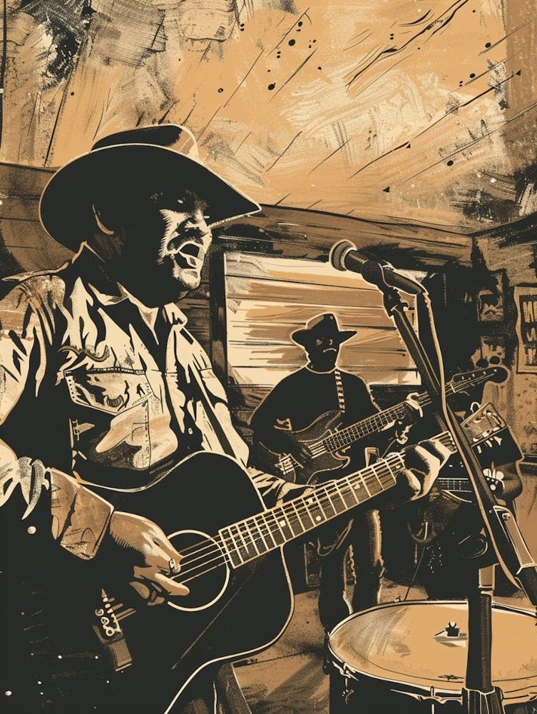 Duotone Illustration Live Music Scene Austin Texas  2