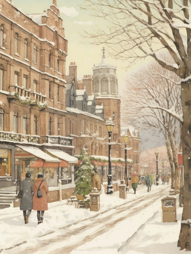 Vintage Winter Illustration Glasgow United Kingdom 3