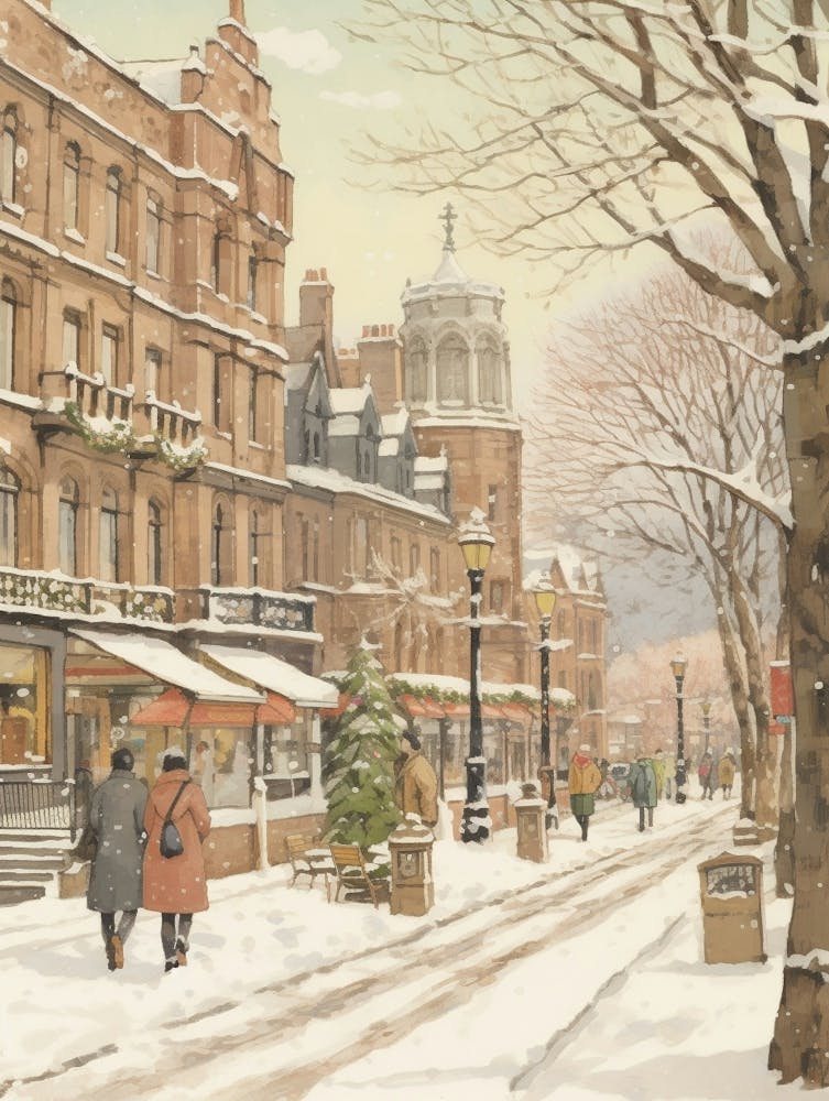 Vintage Winter Illustration Glasgow United Kingdom 3