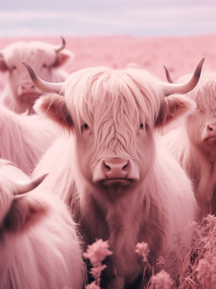 Heard Of Highland Cows Pink Realistic Photography 4