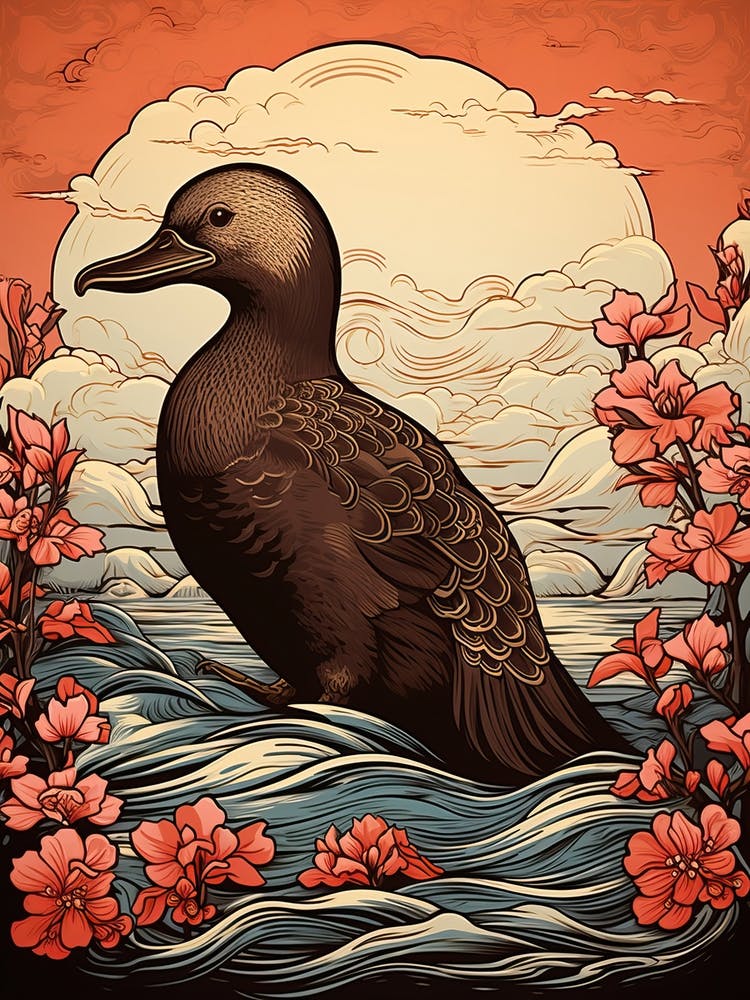 Platypus Animal Drawing In The Style Of Ukiyo E 4