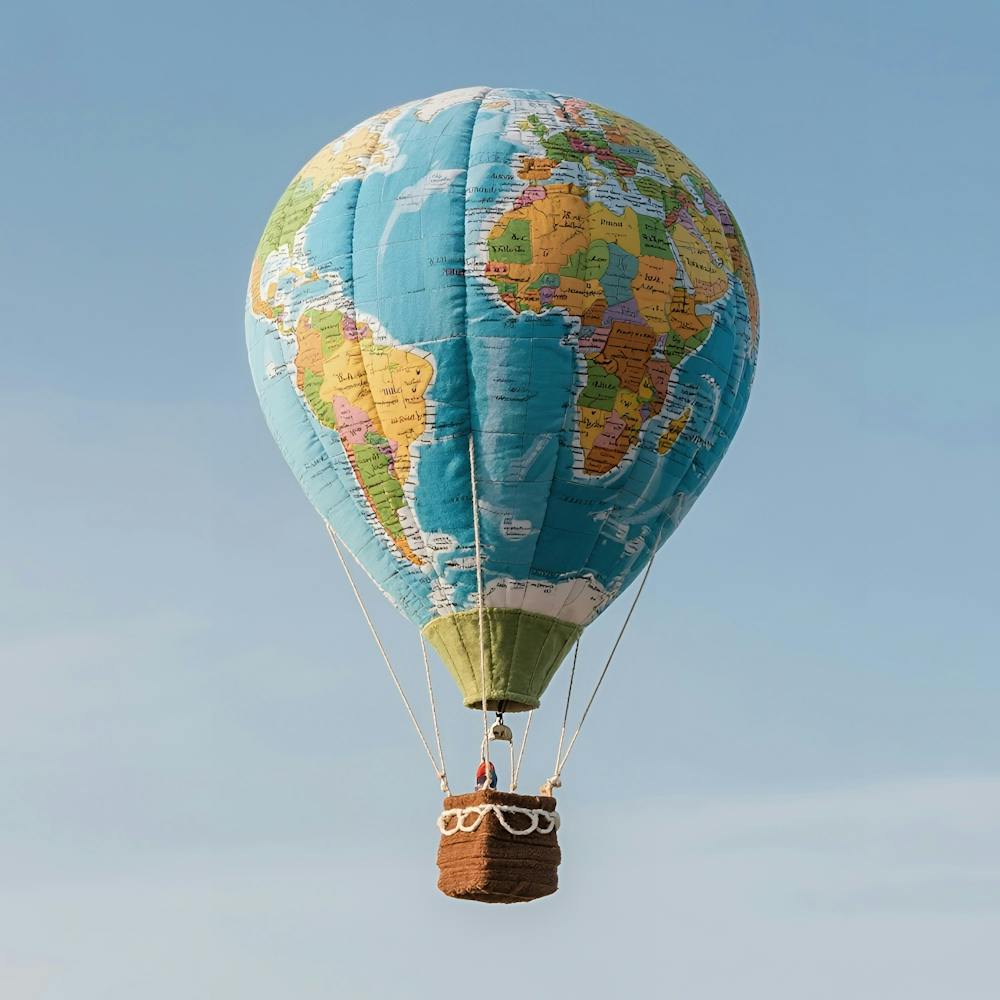 Hot Air Balloon With World Map
