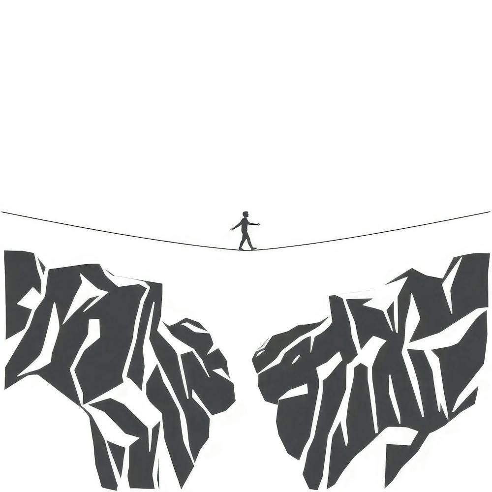 Man Walking On A Tightrope