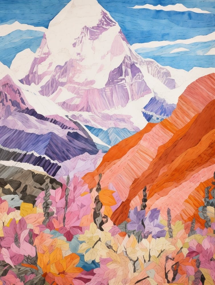Mount Everest Nepal 2 Colourful Mountain Illustration