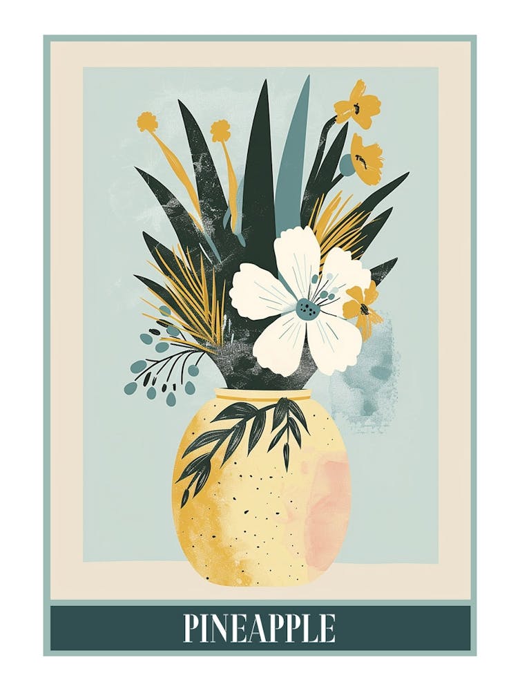 Pineapple Tree Illustration Flat 7 Poster