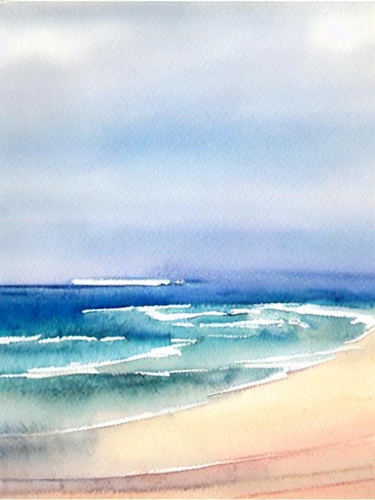 Fistral Beach 2, Cornwall Watercolour
