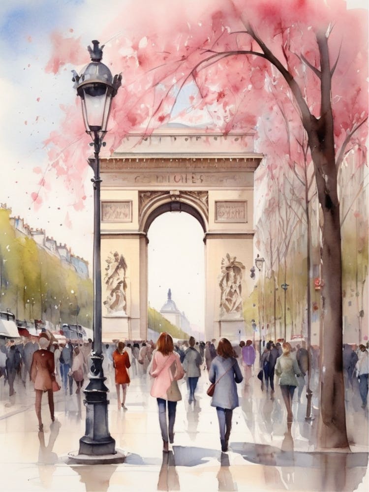 Champs-Elysées Avenue. Paris. The atmosphere and manifestations of spring. 17