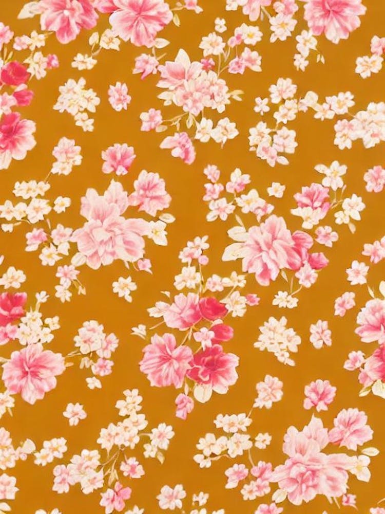 Gardenia Floral Print Warm Tones 1 Flower