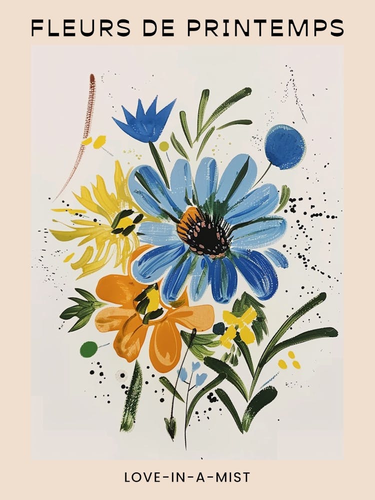 Spring Floral French Poster  Love In A Mist 2
