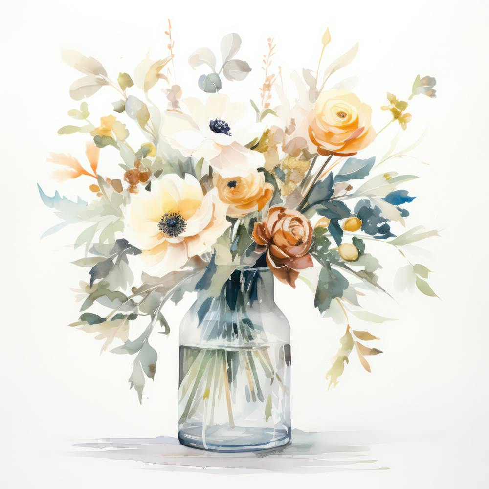 Sanftrosa Aquarell Blumenvase