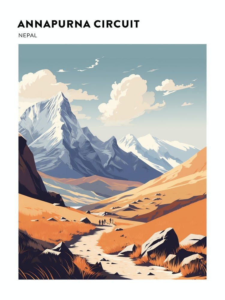 Annapurna Circuit Nepal 2 Hiking Trail Landscape Poster