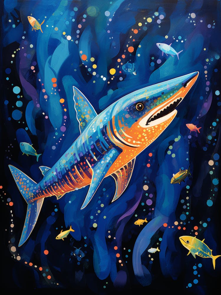 A Blue Shark Vibrant Paint Splash 3