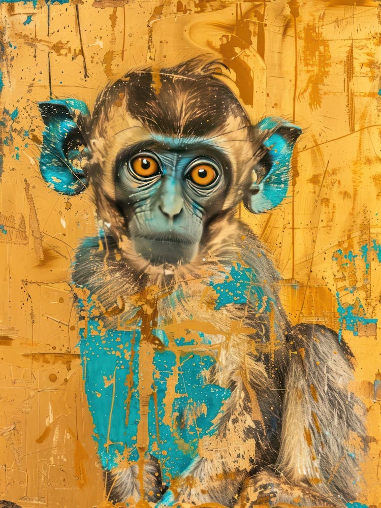 Baby Monkey Gold Effect Collage 4