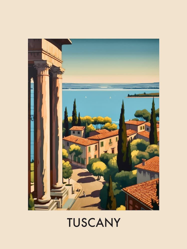 Tuscany Italy 4 Vintage Travel Poster
