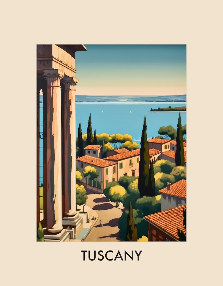Tuscany Italy 4 Vintage Travel Poster