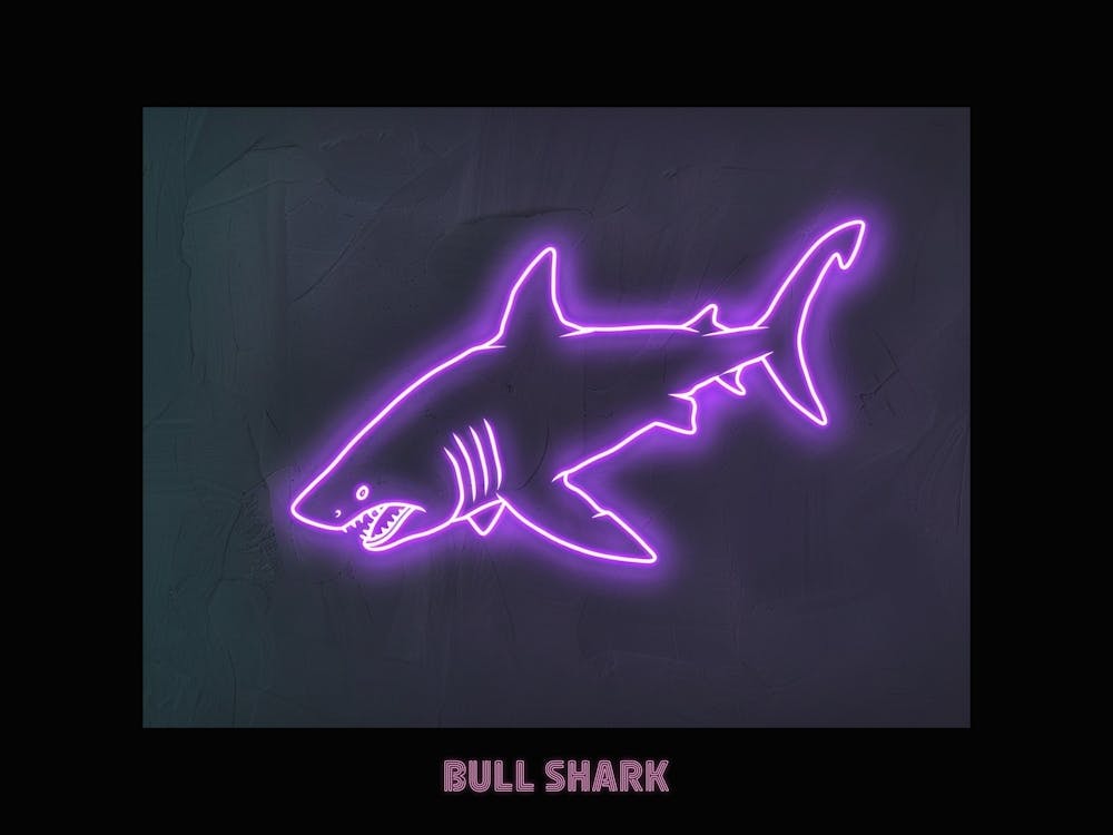 Neon Pink Purple Bull Shark Poster 2