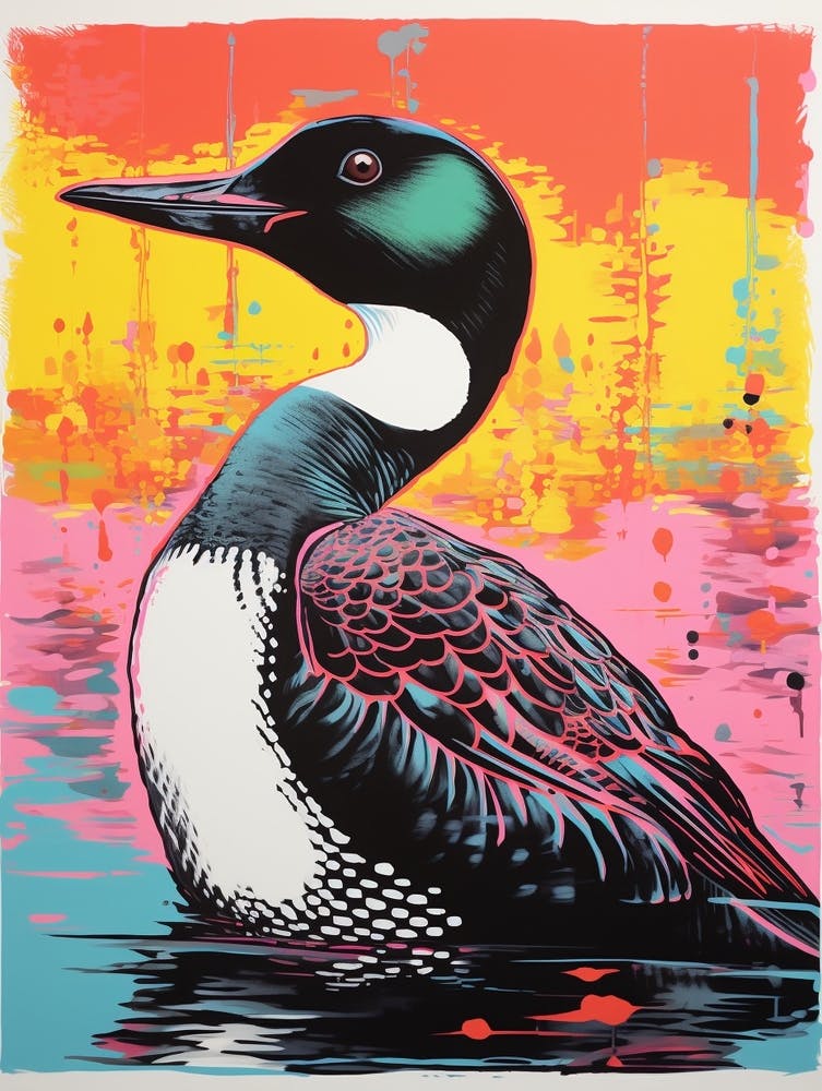 Andy Warhol Style Bird Common Loon 1