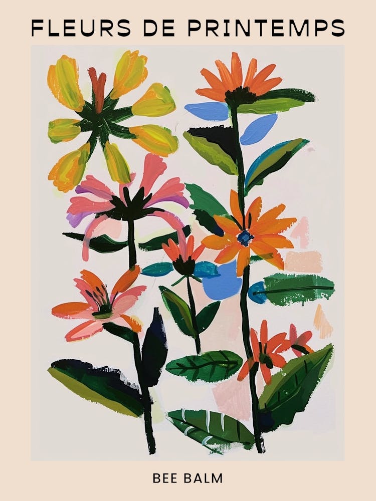 Spring Floral French Poster  Bee Balm 3