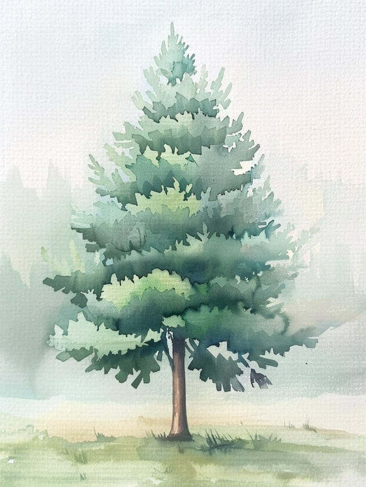 Cypress Tree Atmospheric Watercolour Painting 4