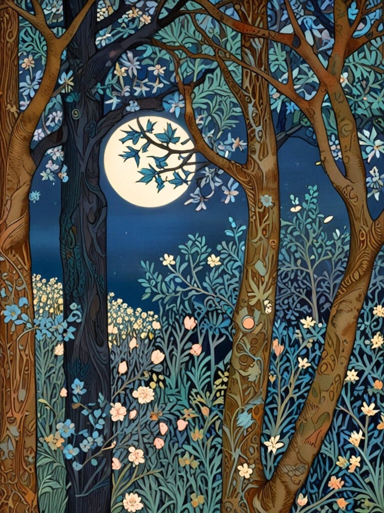 William Morris Moonlight In The Woods 148