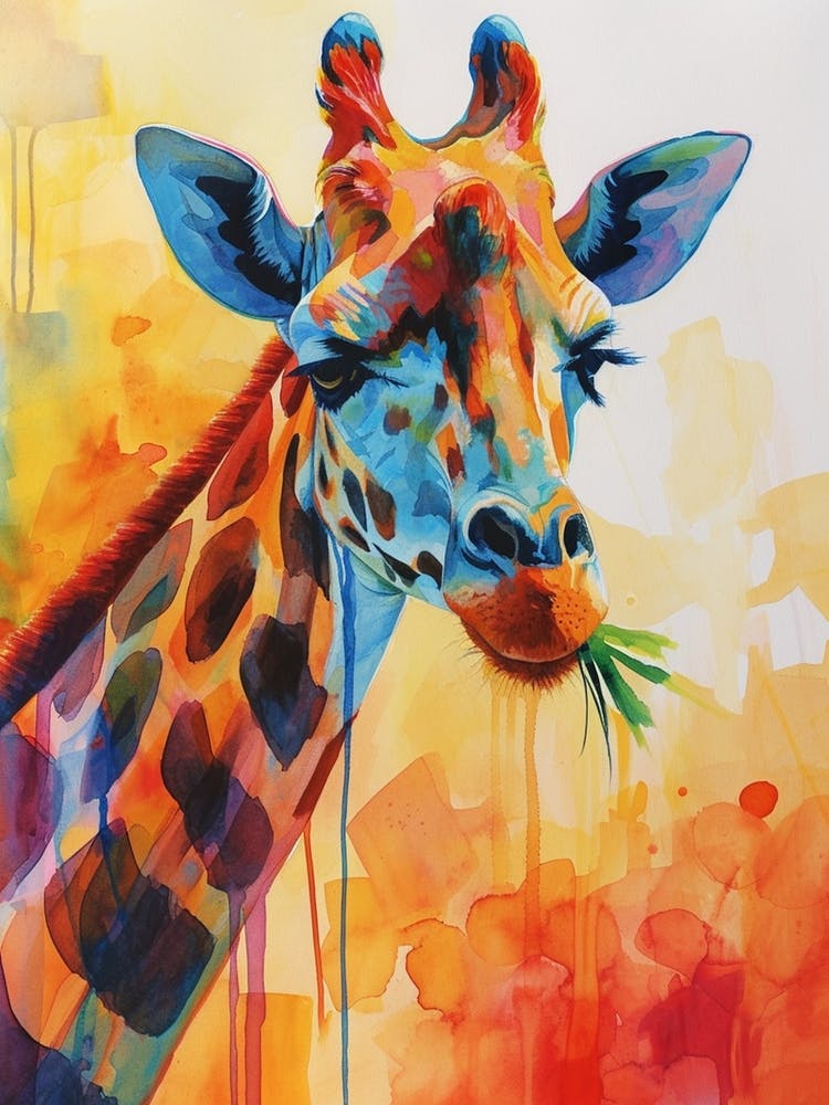Giraffe Face Watercolour Portrait 4