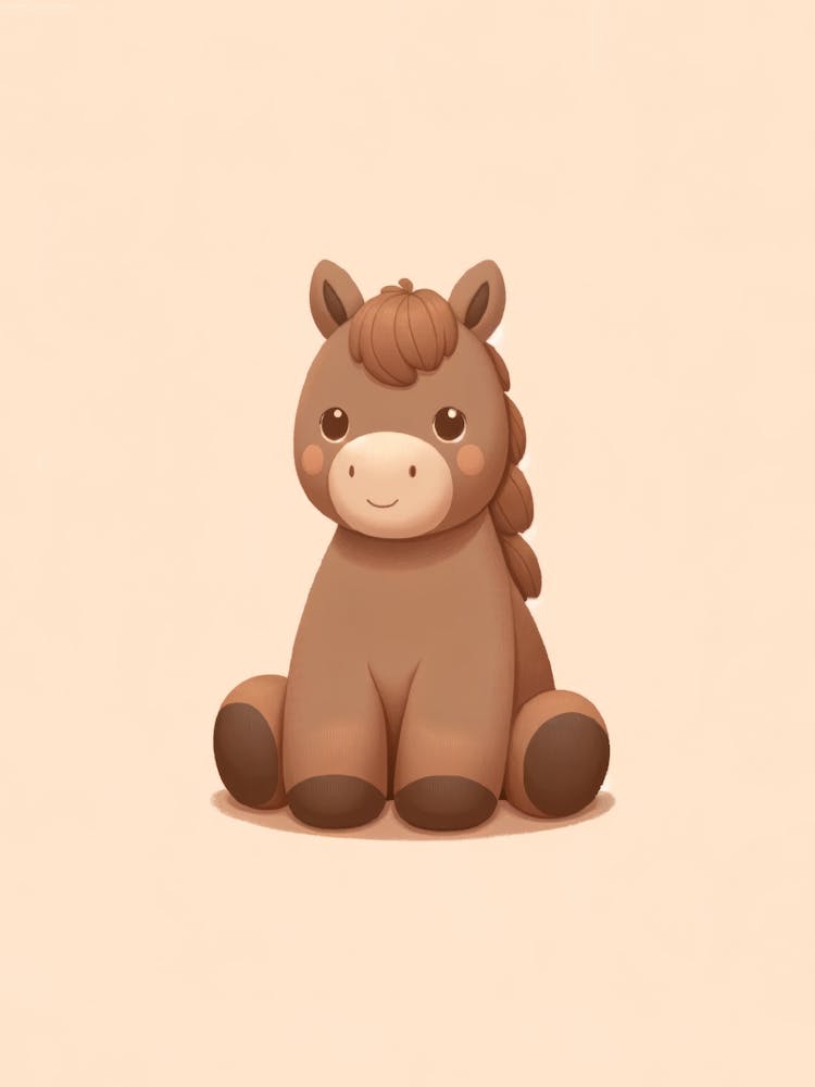 Cute Horse Illustration Baby Room Print