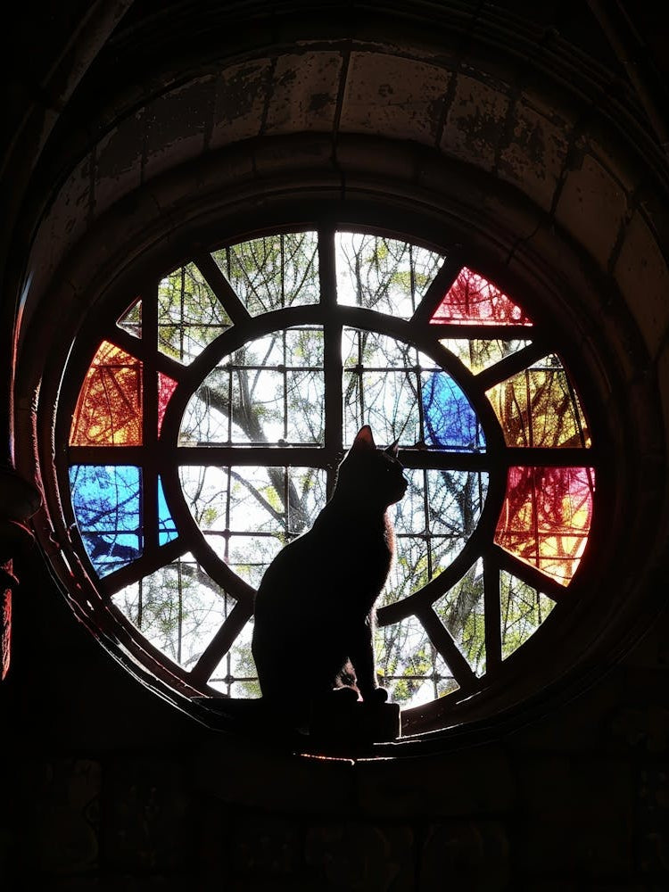 Cat In Stained Glass Window 15