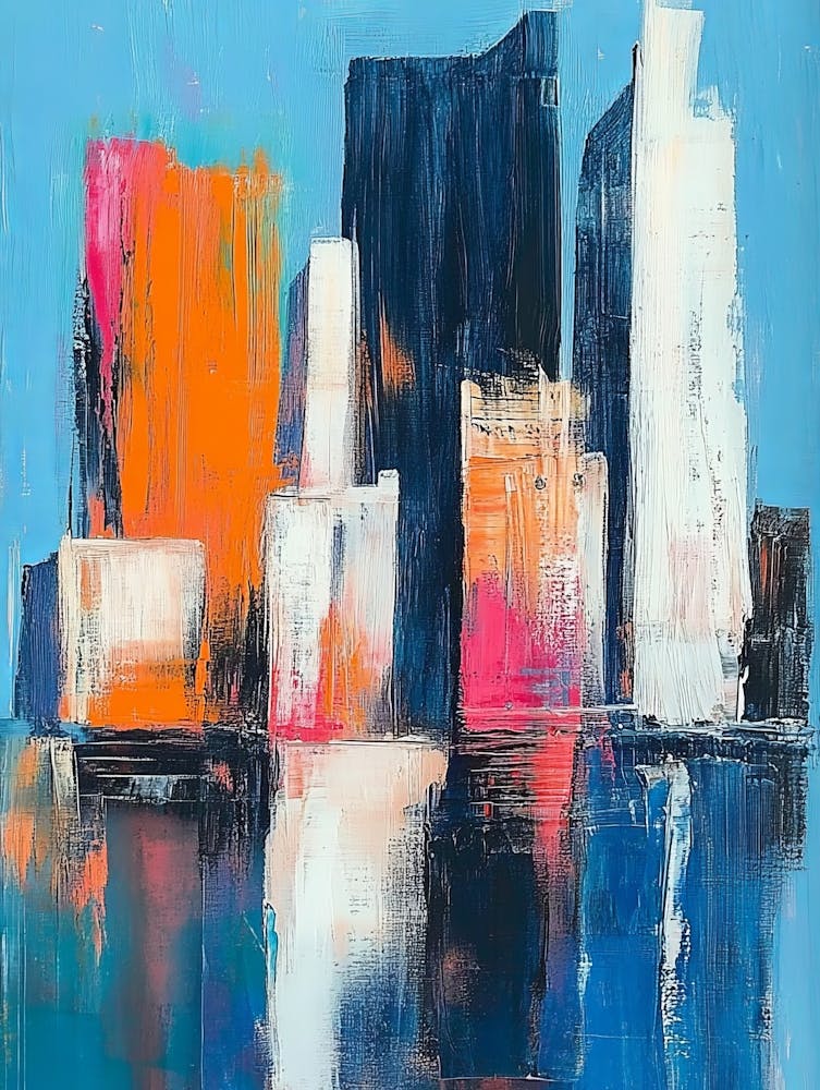Abstract Painting Of Urban Skyscrapers