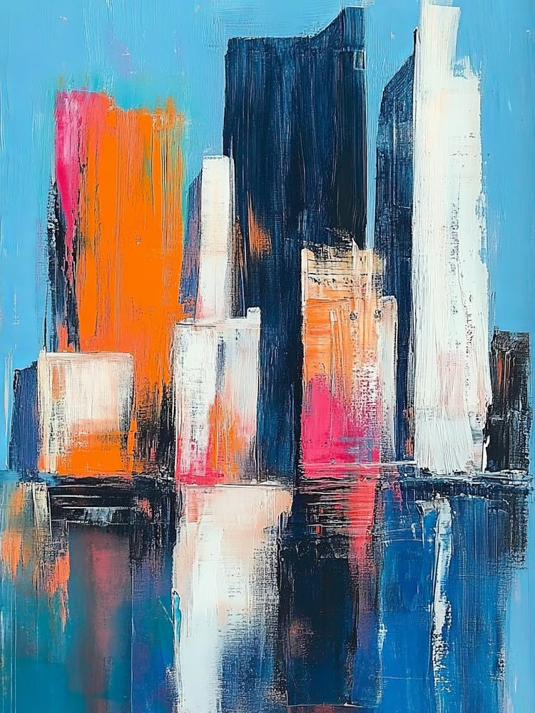Abstract Painting Of Urban Skyscrapers
