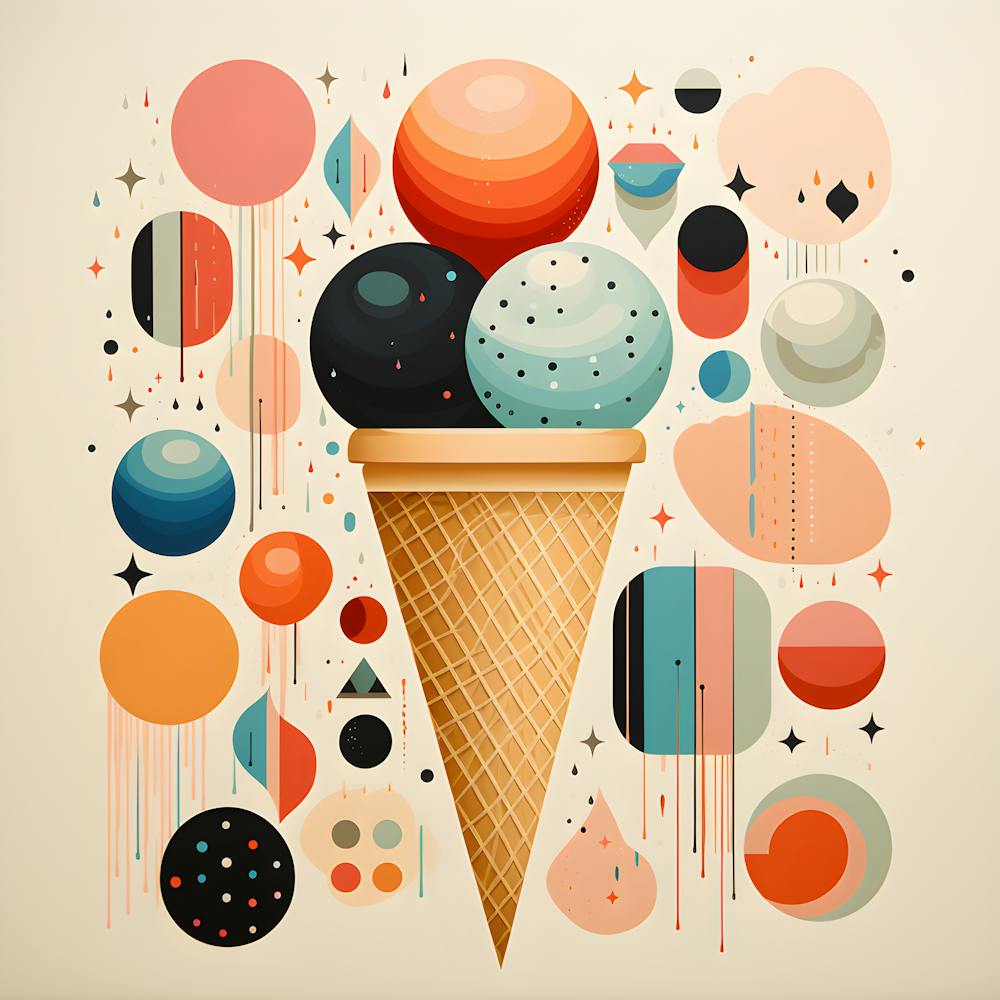 Geometric Ice Cream Mid Century Modern Wall